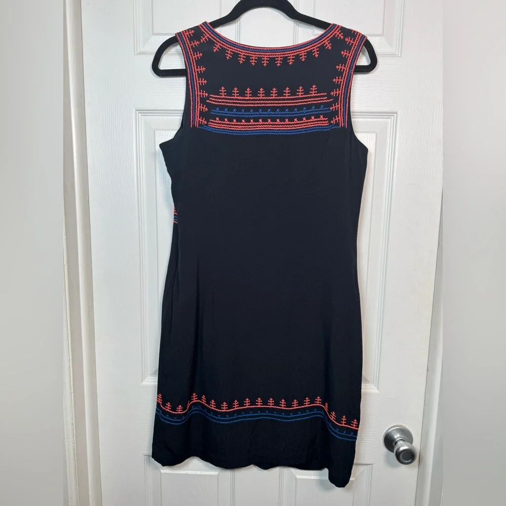 Gianni Bini Black Embroidered Mini Dress Boho Sleeveless Size M - Picture 6 of 6